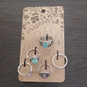 Wildflowers Silver Rings with Blue Accents